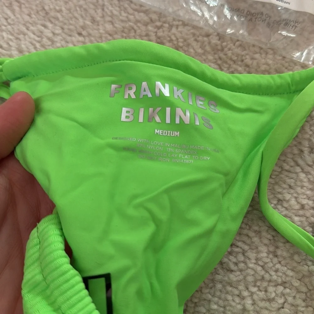 Frankie’s Bikinis green ribbed bikini bottom